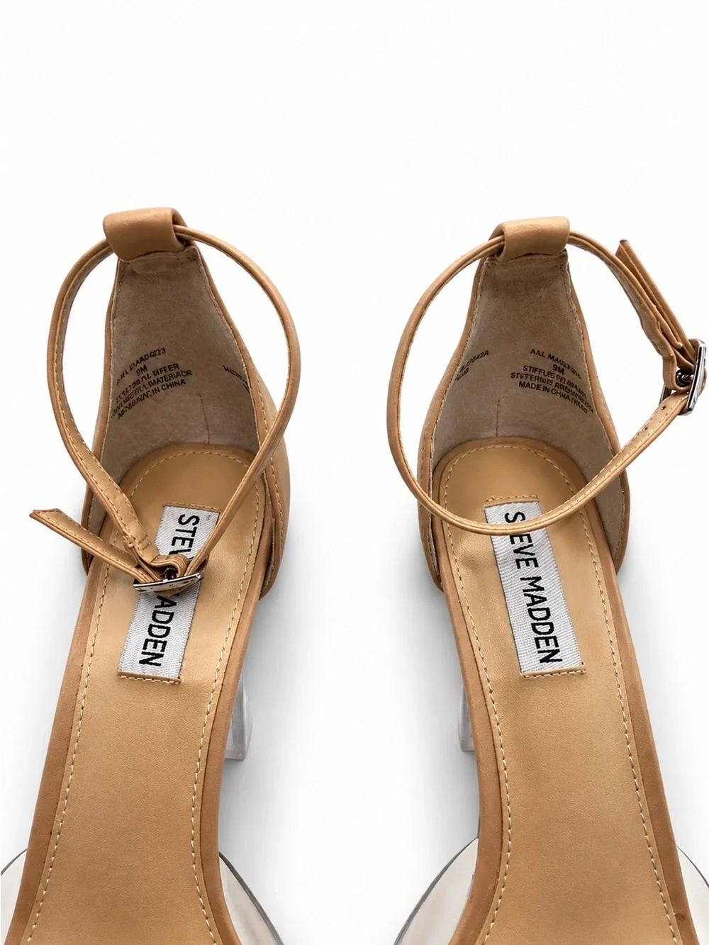 Steve Madden Ana-Ciana Beige Clear Platform Heel Sandals Size 8M